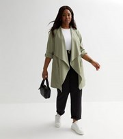 New Look Curves Olive Waterfall Duster Jacket